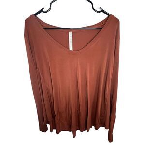 Lululemon Up For Downtime Terracotta Long Sleeve Workout Top